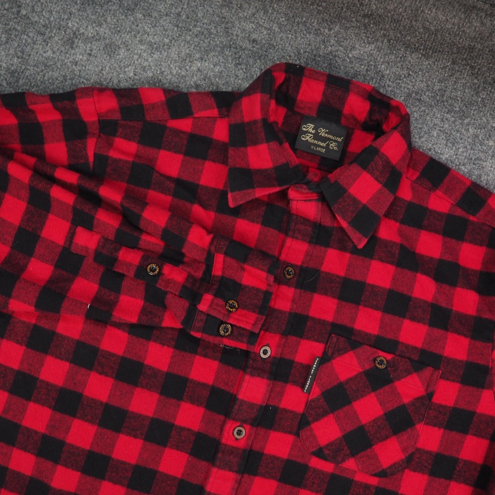 The Vermont Flannel Co Shirt Mens XL Buffalo Red Black Plaid Lumberjack Gorpcore